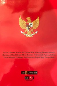 Surat Edaran Nomor 10 Tahun 2020 tentang Pemberlakuan Rumusan Hasil Rapat Pleno Kamar Mahkamah Agung Tahun 2020 sebagai Pedoman Pelaksanaan Tugas Bagi Pengadilan